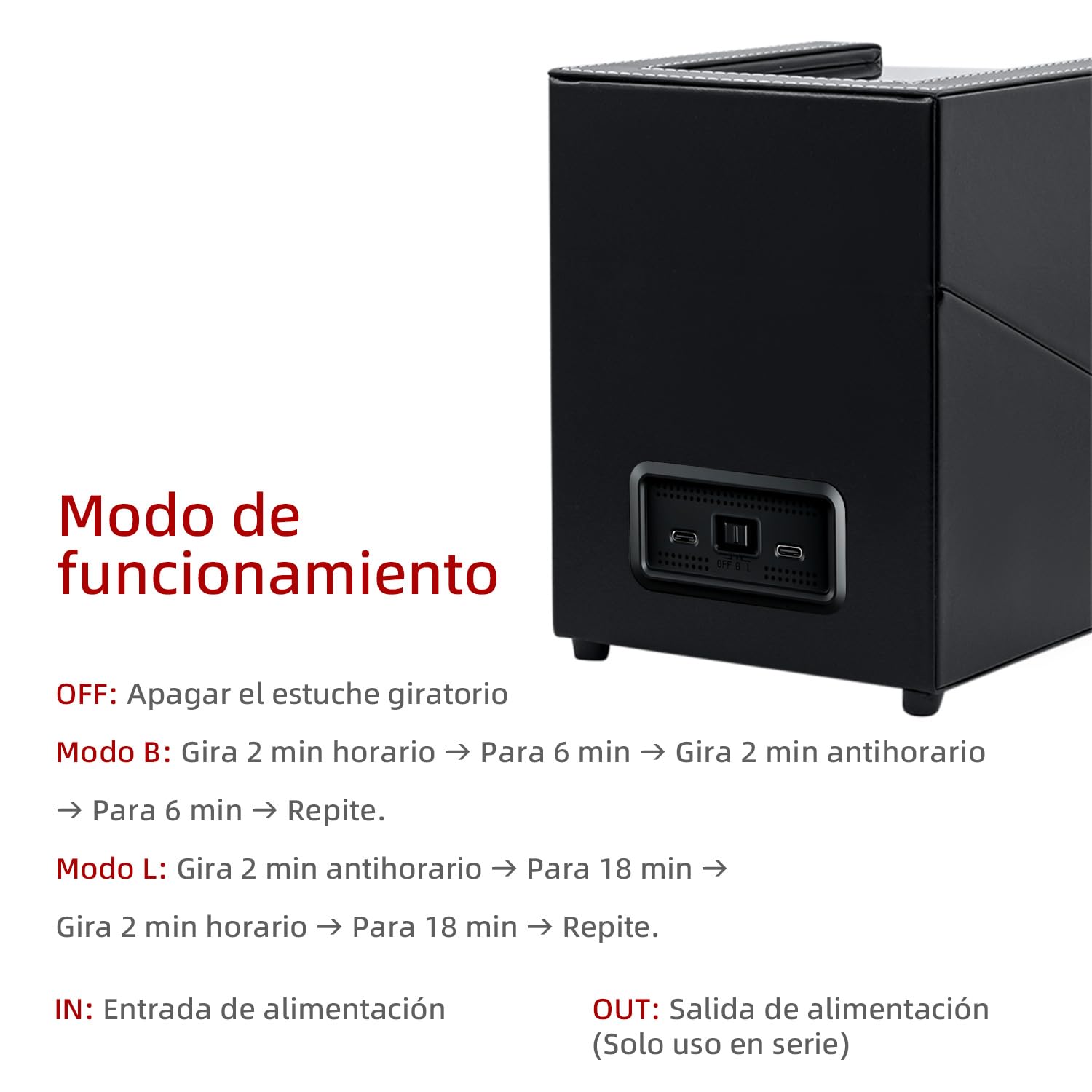 Mcbazel Caja para 2 relojes - Caja giratoria con Doble cargador USB-DC Automático de la PU