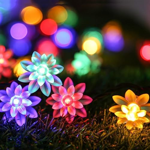 HHUYAMM Solar String Lights, 8 Lighting Modes, 22.9FT/7M 50LED Solar String Lights, Used for Garden Fences and Courtyard Decorations