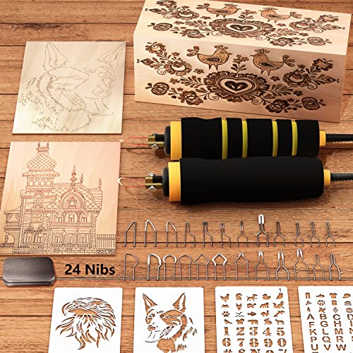 Wood Burning Kit, 60W Wood Burning Tool Pyrography Kit, Wood Burning Pen With 24 Wood Burning Cord Tip Tips Including Ball Tip,Gifts For Teen Girls 14-16 Boys 12-14 Art Teenage Girls 12 Year Old Boys. #TOP3