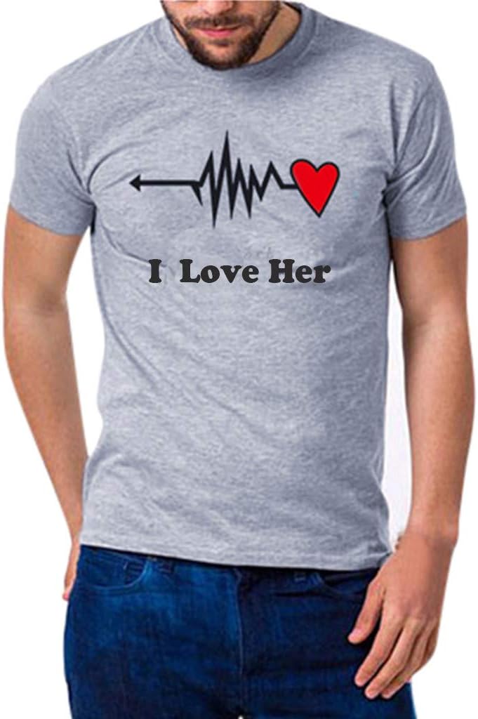 Couple T-Shirt Fashion Men Women Valentine's Day Print Casual O-Neck Short Sleeve Tops