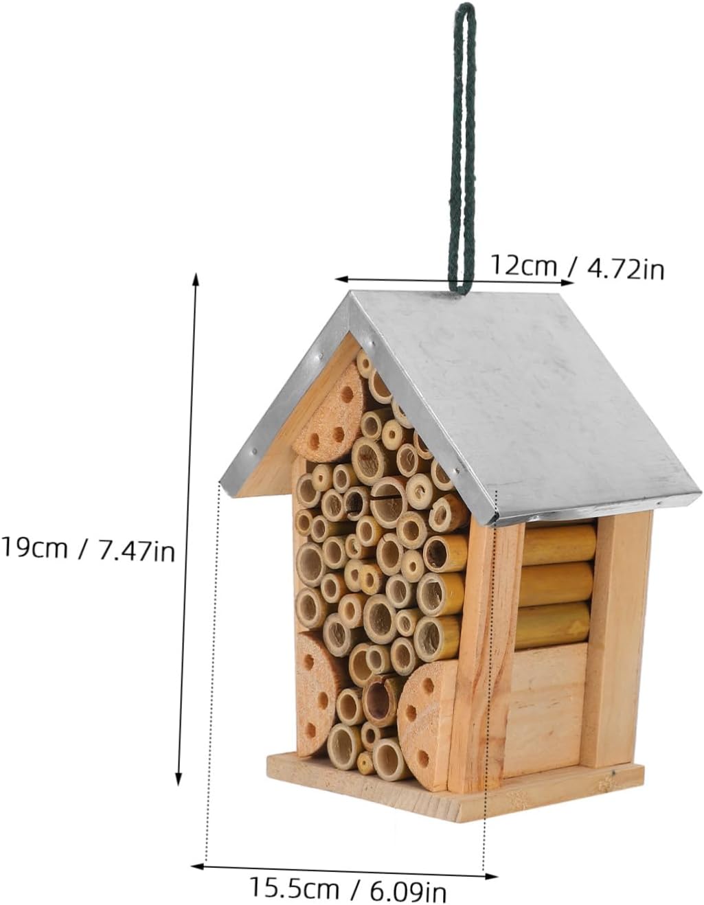 Milisten Waterproof Wooden Insect Bee House Hanging Habitat for Bees Butterflies Ladybugs Outdoor Pollinator Hotel for Garden and Yard Sturdy Iron Sheet Design