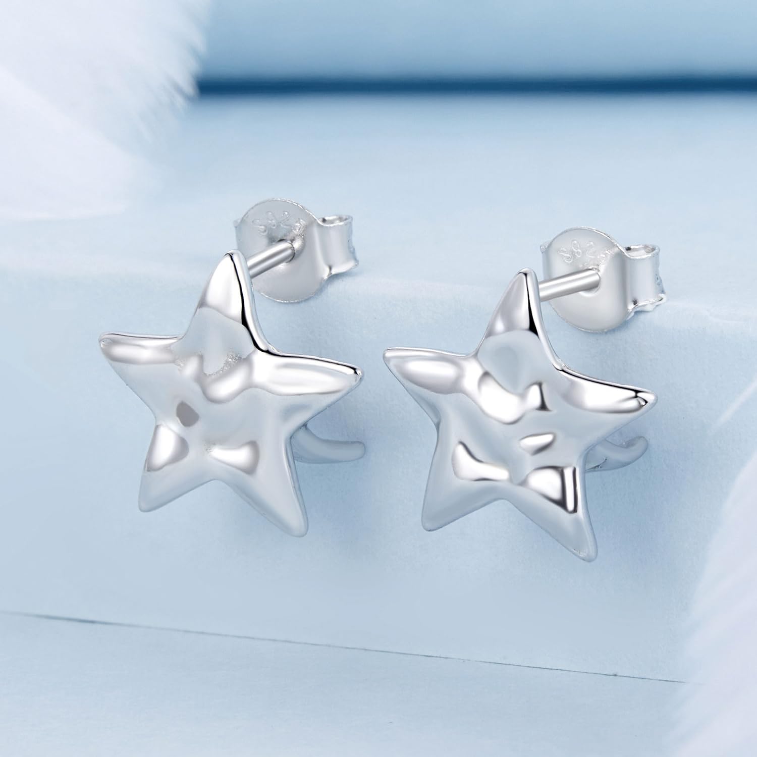 Orecchini a perno a forma di stella, in argento Sterling 925, leggeri, comodi per tutti i giorni