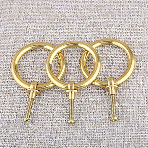 Tiazza 8Pcs Antique Brass Ring Pull Handle Kitchen Cabinets Wardrobe Drawer Furniture Hardware Retro Style Small Pull Ring (Gold) - Image 2
