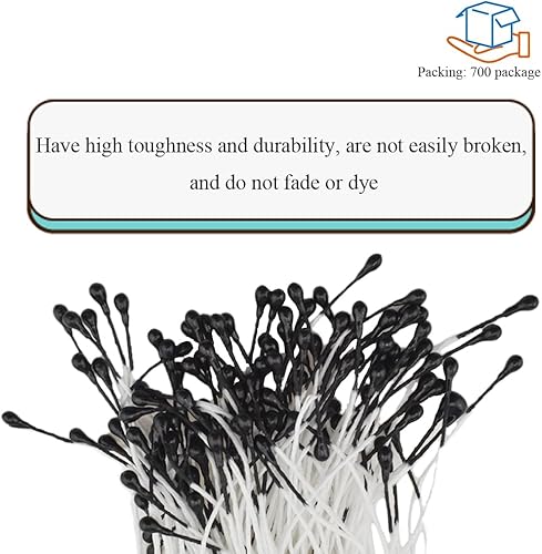 Miniatura 74 de HAHIYO 700 piezas de 0.118 in de perla amarilla de doble cabeza de estambres de flores Pistilo hecho a mano, flores artificiales para flore Amarillo