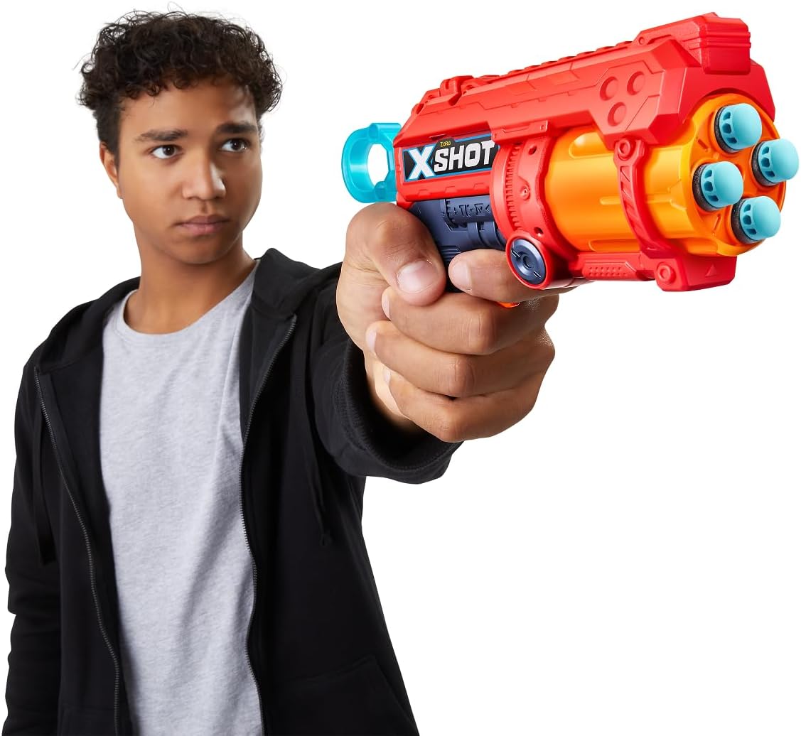 Person holding and aiming the XSHOT Excel Fury 4 Blaster