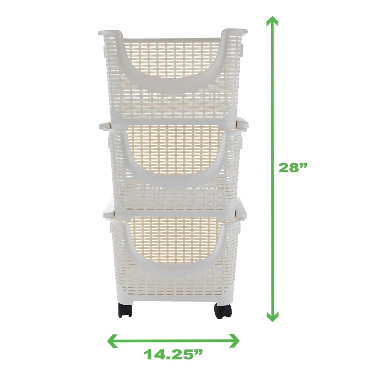 Cocina Contenitori portaoggetti impilabili a 3 livelli, carrello da portata in plastica, bianco, vassoio rimovibile, bar cucina Estante de almacenamiento