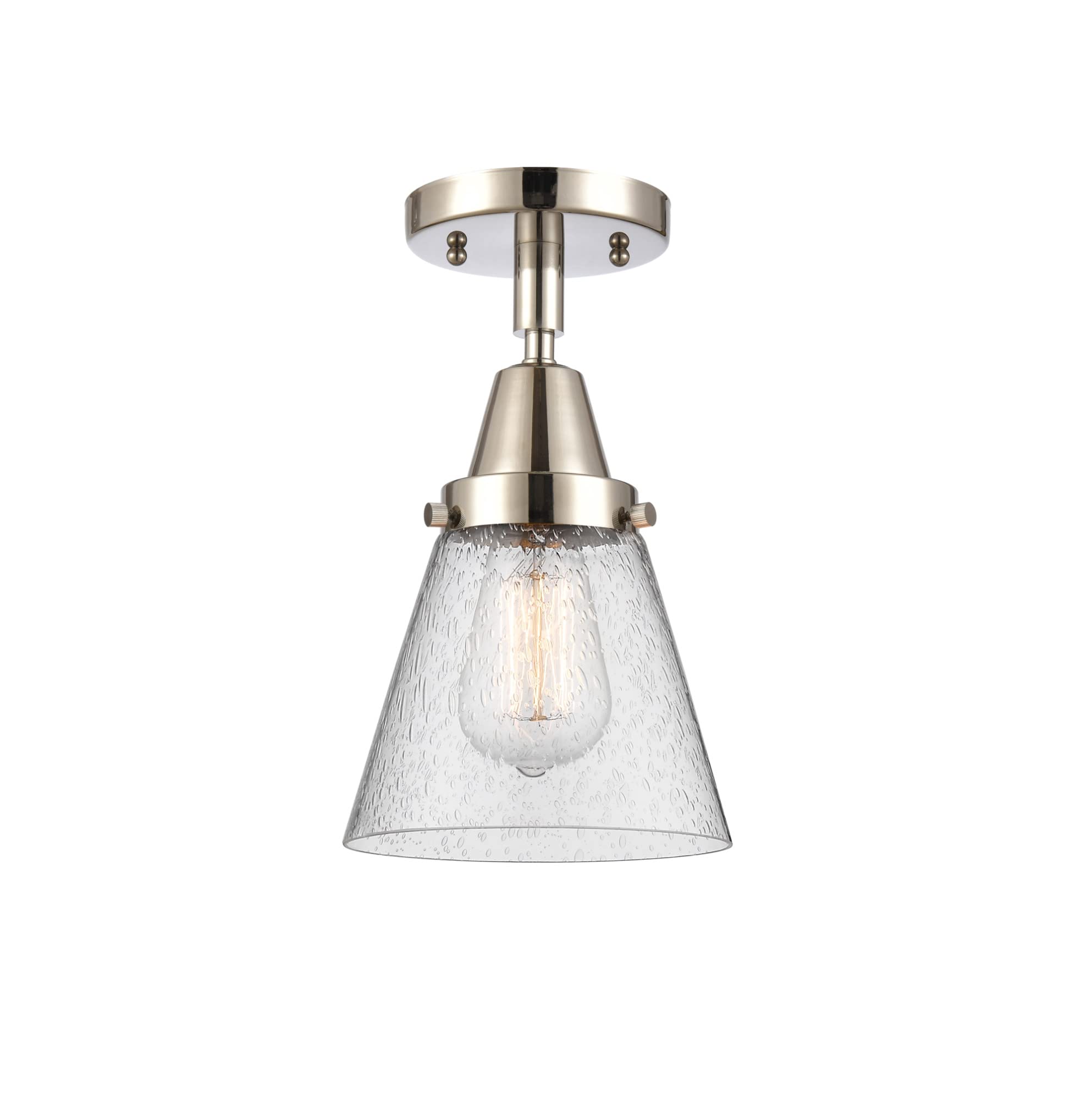Innovations 447-1C-PN-G64 One Light Flush Mount from Franklin Restoration Collection, Nickel