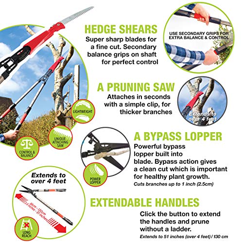 Roamwild MultiCutter 3 Telescopic Garden Tools in 1 Hedge Shears