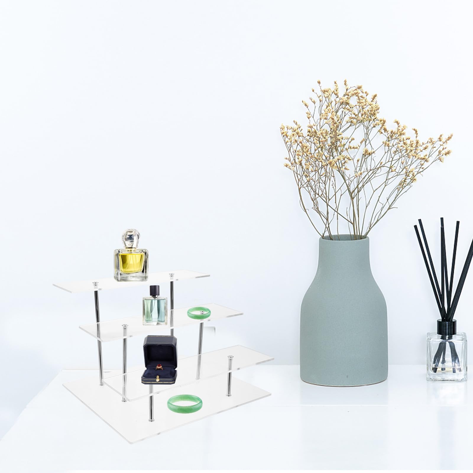 Espositore Cosmetici a Tre Livelli in Acrilico e Lega per Display