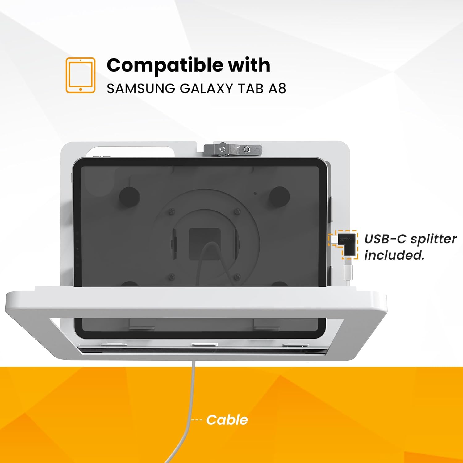 Tablet Wall Mount Compatible with Samsung Galaxy 10.5" Tab A8 Anti-Theft Lock Adjustable BSW101WG