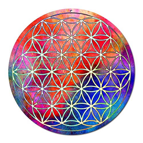 GURU SHOP Sonnenfänger Blume Des Lebens - Handgefertigte Metall-Deko 12x12cm