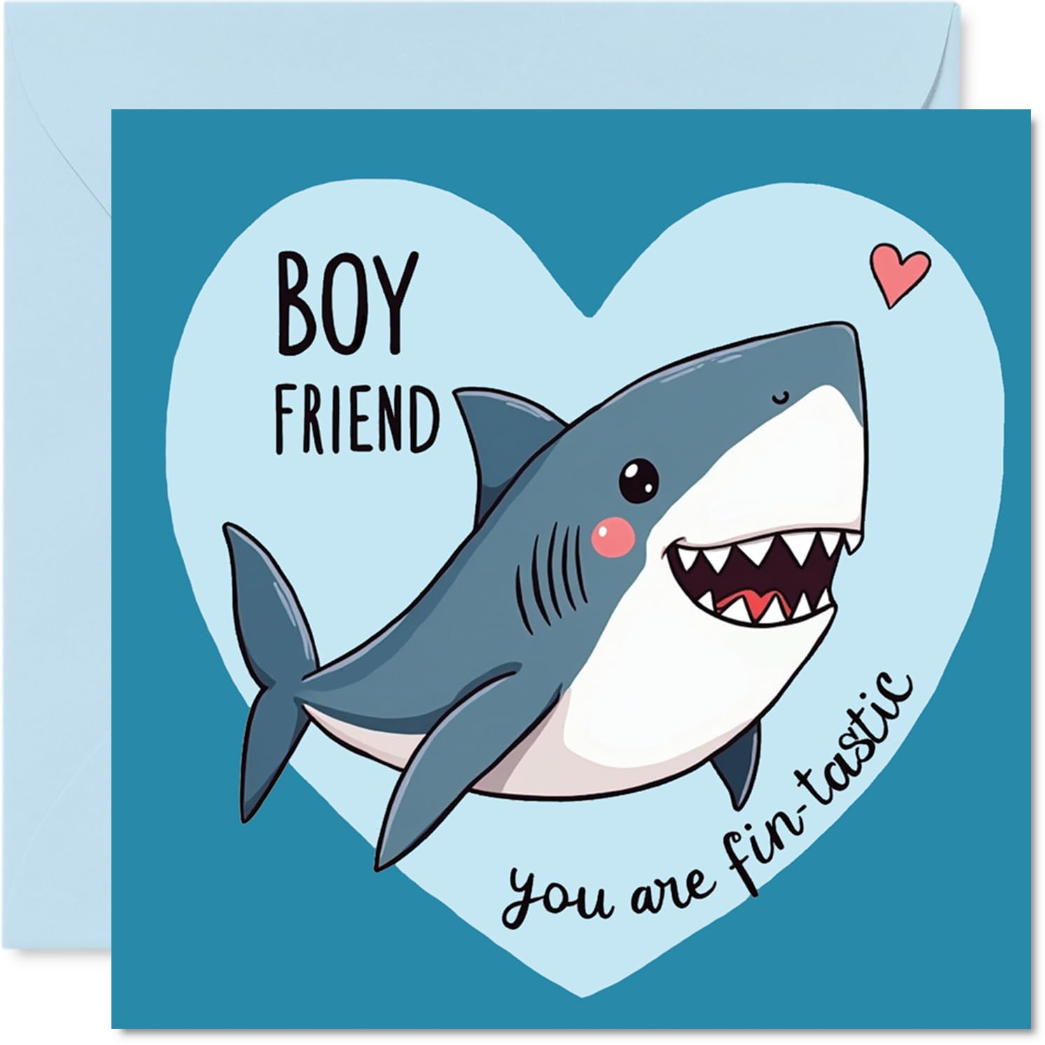 Funny Valentines Day Card - Shark Heart - Cheeky Happy Valentines Card for Men, 145mm Cute Humour Valentine Greeting Cards