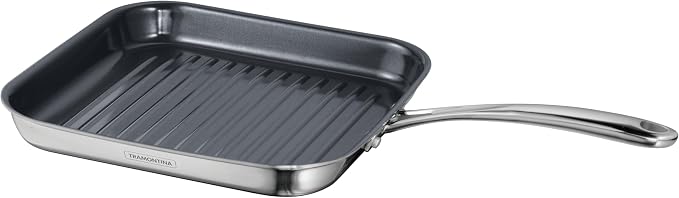 Tramontina Utsava Tri-Ply Clad Stainless Steel 10-Inch Square Grill Pan