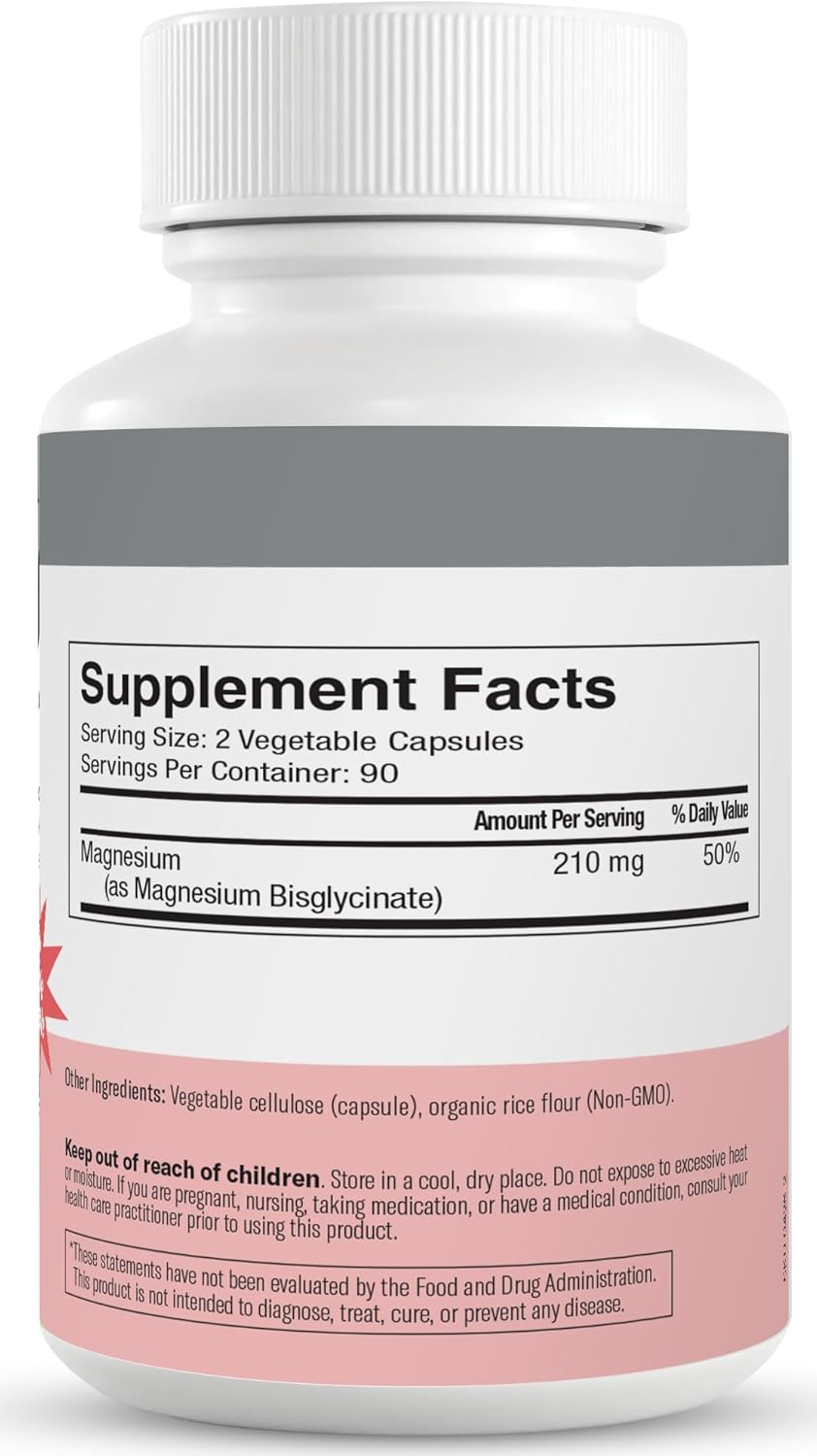 Freeda Magnesium Glycinate | High Absorption Chelated Magnesium | No Oxide | Supports Sleep, Muscle & Nerve Function | Non-GMO, Vegan, Kosher | Gentle on Digestion | 90 Capsules