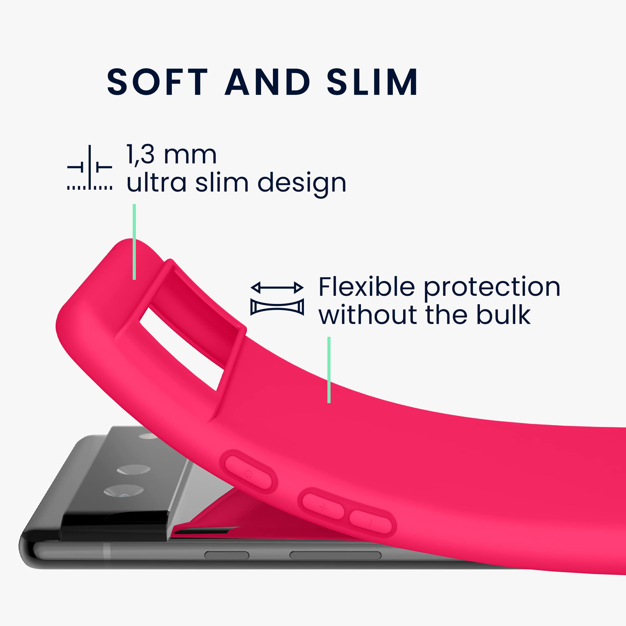 Funda De Silicona Para Google Pixel 6 Pro - Color Rosa Neón, Interior De Microfibra, Protectora Y Flexible