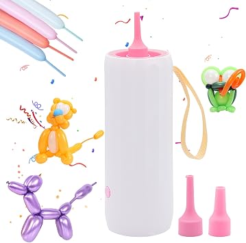 Balloon Pump Electric Air Pump for Balloons Portable Balloon Inflators Blower Machine for Birthday Party Balloon Decorations for Long Animal Twisty Curly Balloon, Foil Balloons12V 18W