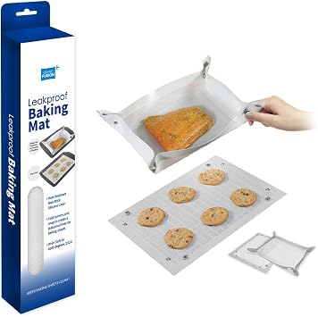 Grand Fusion 2 in 1 Silicone Baking Mat, Corner Clip for Leak Proof Baking Pan or Unclip for Flat Baking Sheet Liner, 11.8 x