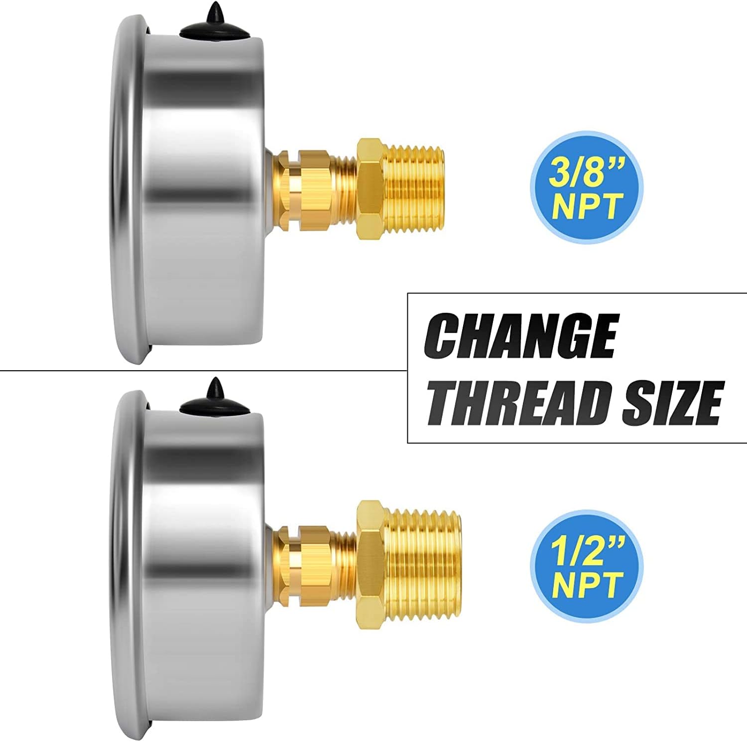MEANLIN MEASURE -30~30Psi Stainless Steel 1/4" NPT 2.5" FACE DIAL Liquid Filled Pressure Gauge WOG Water Oil Gas Back Mount (Pack of 2） : Industrial & Scientific