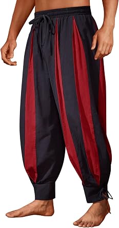 Runcati Mens Medieval Pirate Pants Renaissance Viking Navigator Colonial Cotton Halloween Costume Harem Pants