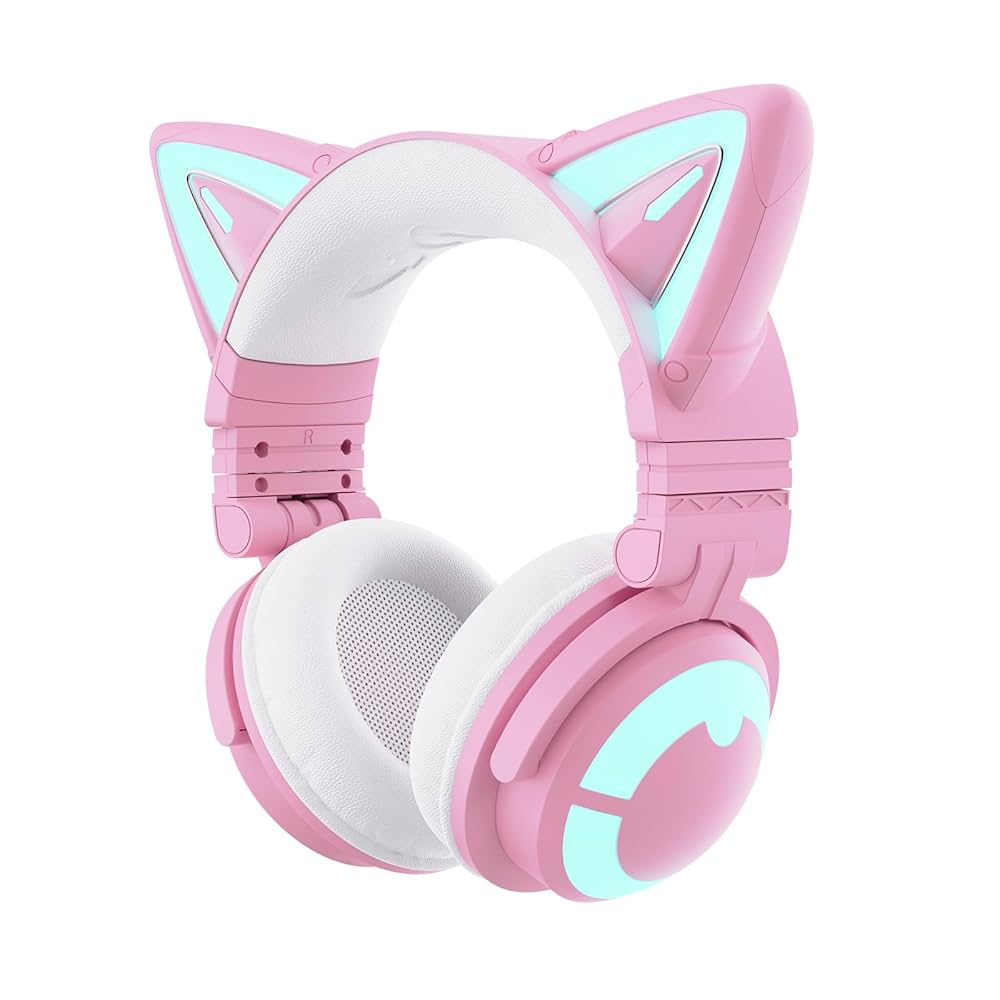 Amazon.com: YOWU Cat Ear Headphones CE, Wired/Wireless Pink