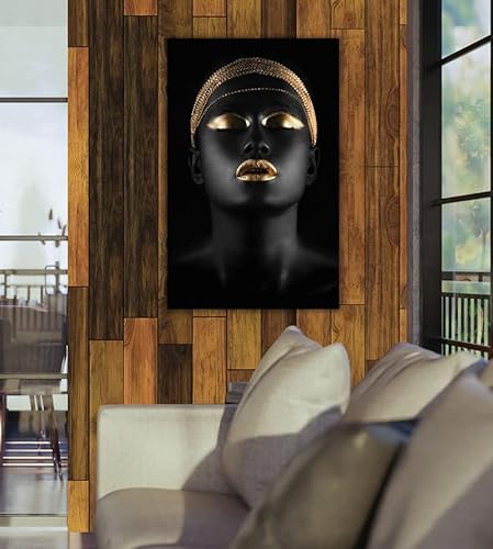 Tela Quadro Decoração Negra Africana Gold Decorativo Sala Quarto 100x60cm