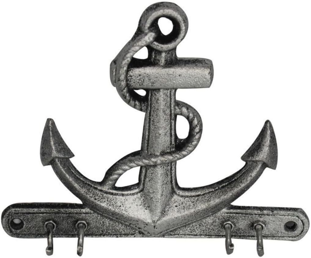 Hampton Nautical Rustic Gold Anchor with Hooks 8" - Decorative Cast Iron Wall Hook - Nautical Hook - Metal Wall Art