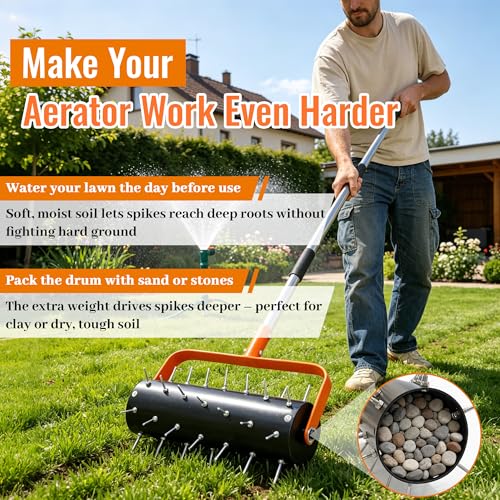 Aerador de césped manual TEXFIELD con 42 púas y tambor rellenable miniatura 4