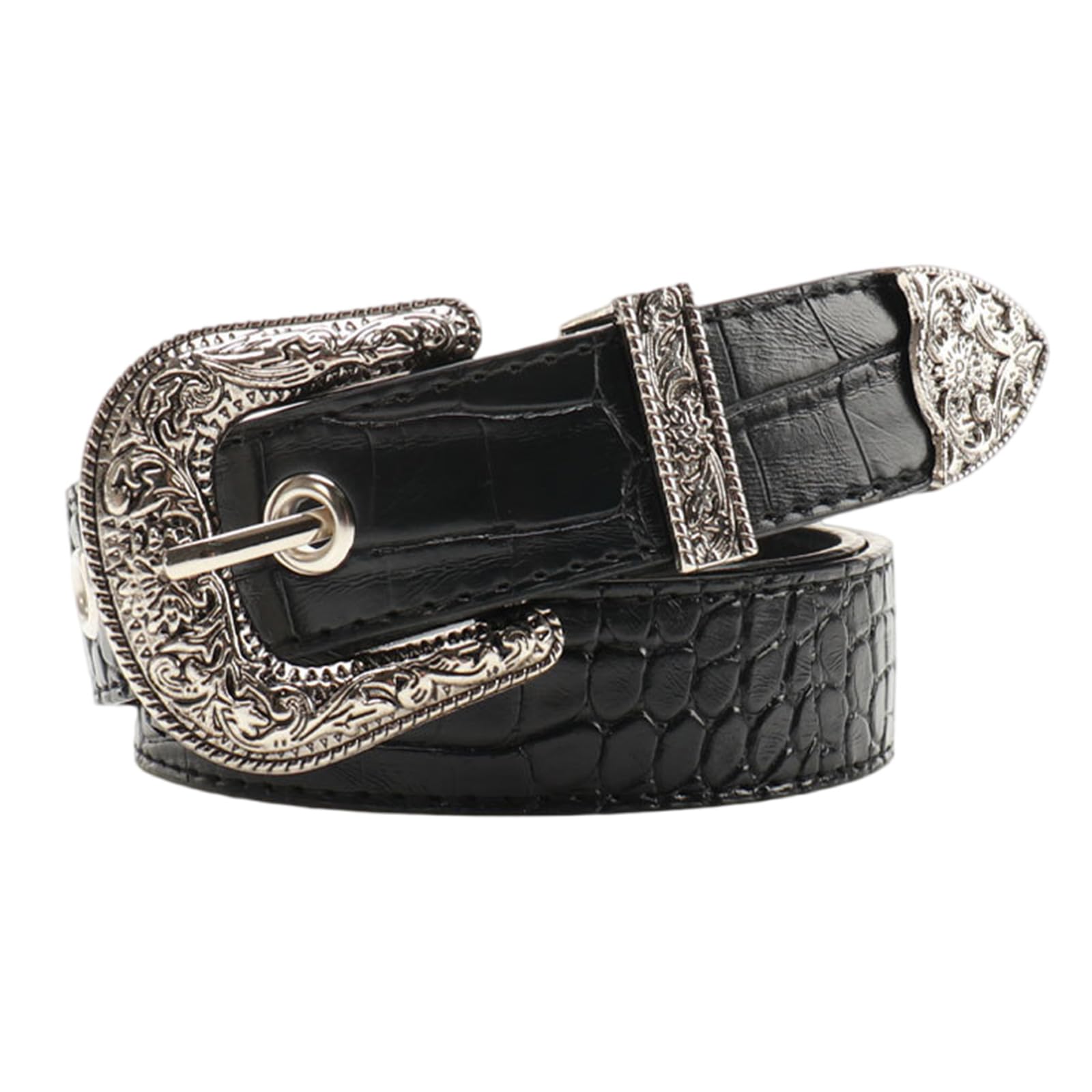 MICFENY Women's Vintage Belt 2000s Styles PU Leather Strap With Alloy Buckle For Everyday Wear