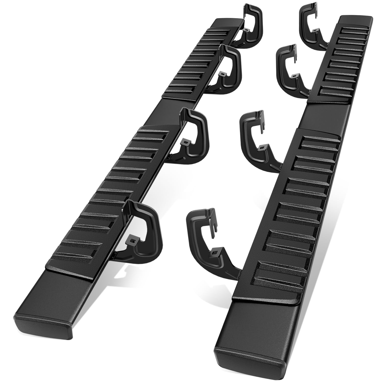 Auto Dynasty Running Boards Compatible with 2007-2019 Silverado Sierra 1500 2500HD 3500HD Crew Cab, Aluminum Side Step Rail Nerf Bars, 6.7" Step Bars, Black Powdered