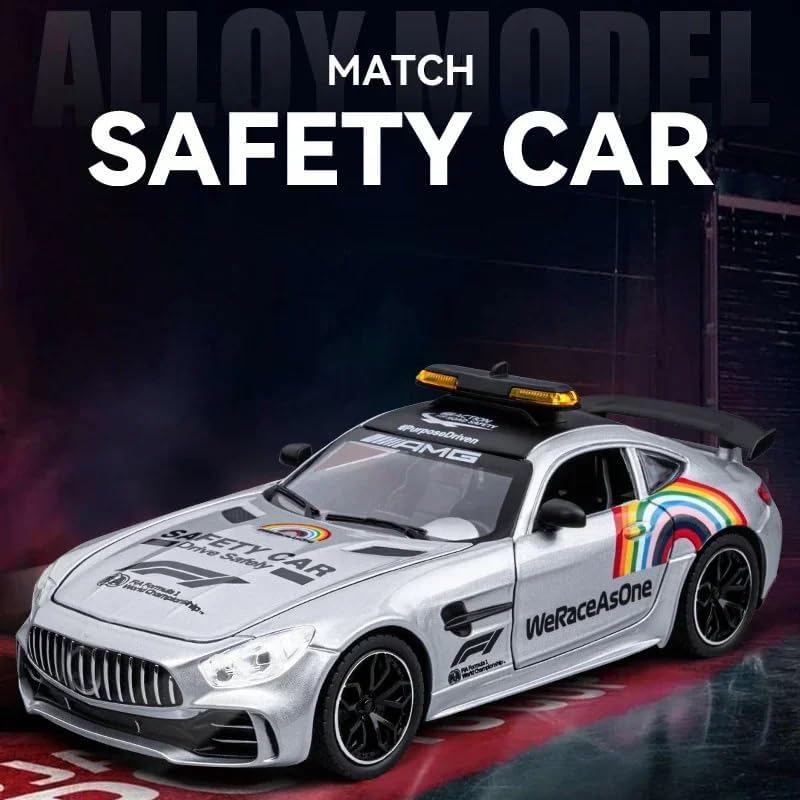 Image of Magicwand 1:24 Scale Die-Cast AMG-GT3【Large】【Box Packing】 with 4 Openable Doors,Pull Back Action,Lights,Music 【Police Silver】【Pack of 1】