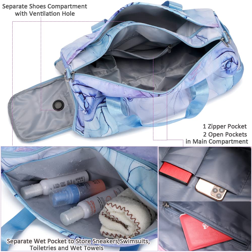 Kimwadalh Travel Duffle Bag Sports Bag Girl Teens Weekender Women Overnight Bag Sports Duffel Gymnastics Bag Womens Travel Bag with Waterproof Pocket and Shoes Compartment - Image 3