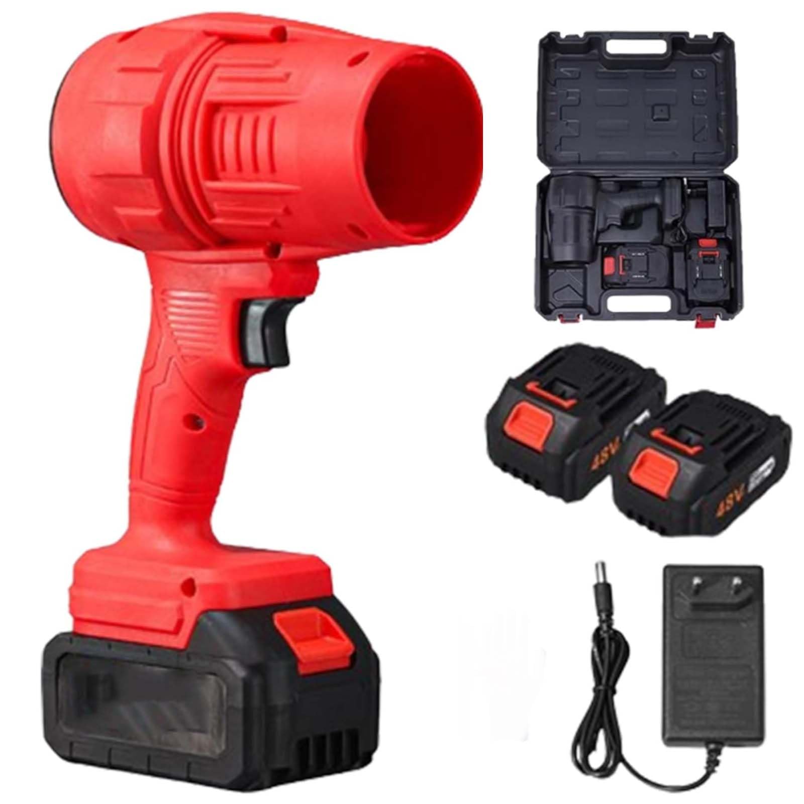 Turbo Jet Soplador de hojas, 350 W, motor sin escobillas con batería de 6000 mAh y cargador, velocidad continua, 30.000 rpm, Jet Dry Mini para coche, esquina de jardín, estambre (rojo)