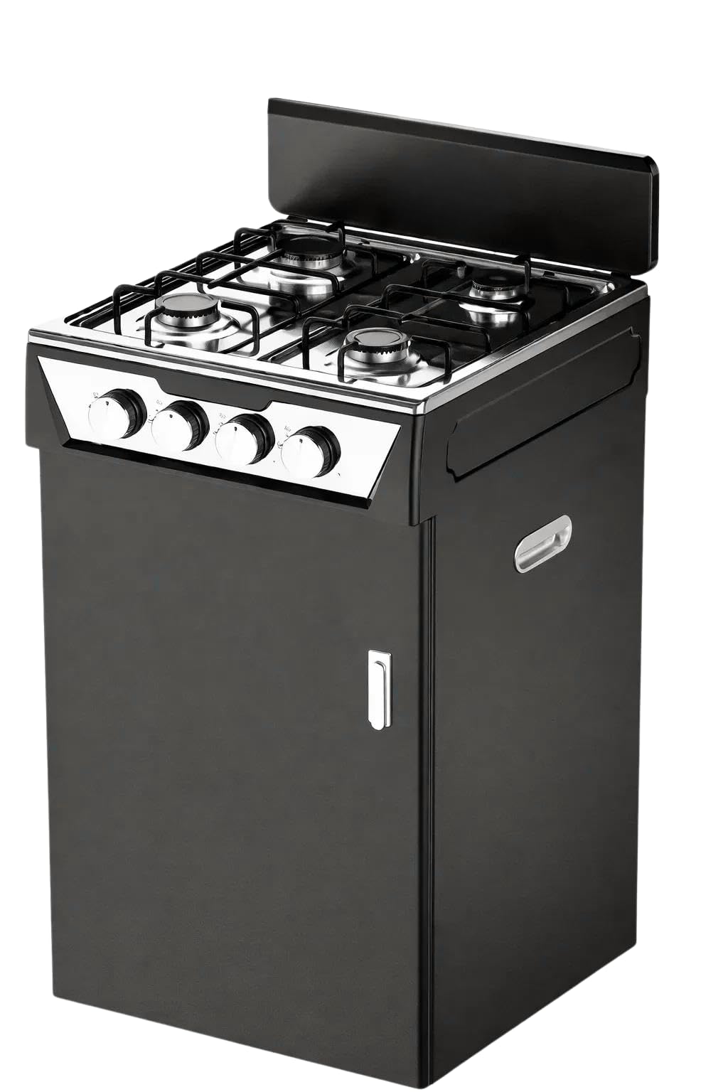 CUCINA A GAS 4 FUOCHI - FORNELLO A GAS 4 FUOCHI CON VANO PORTABOMBOLA | NERO
