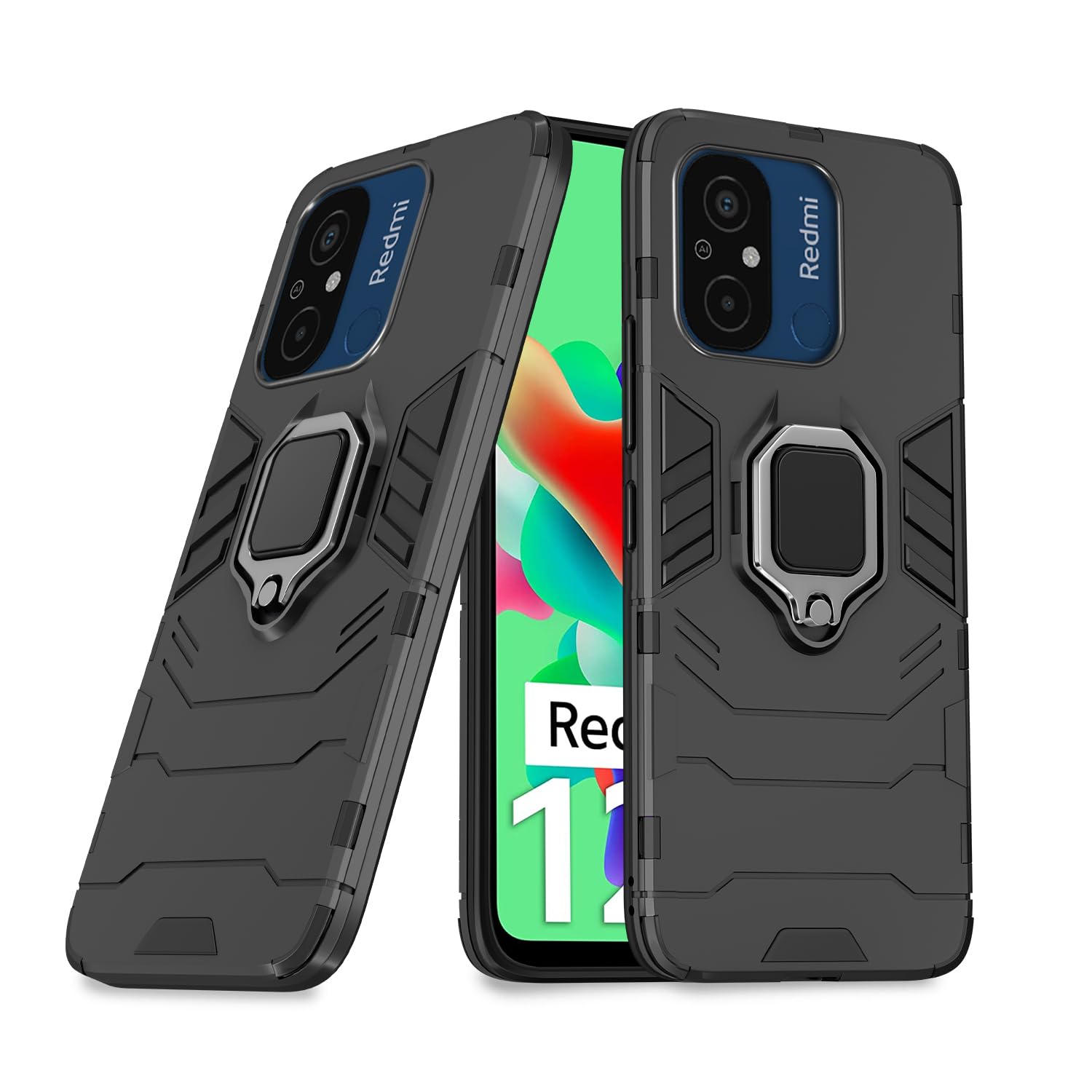 Pikkme Redmi 12C / Poco C55 Back Cover | D5 Tough Armor Bumper | 360 Protection Case | Ring Holder Stand Case (Black) (B0CBBMZY37) Amazon Price History, Amazon Price Tracker