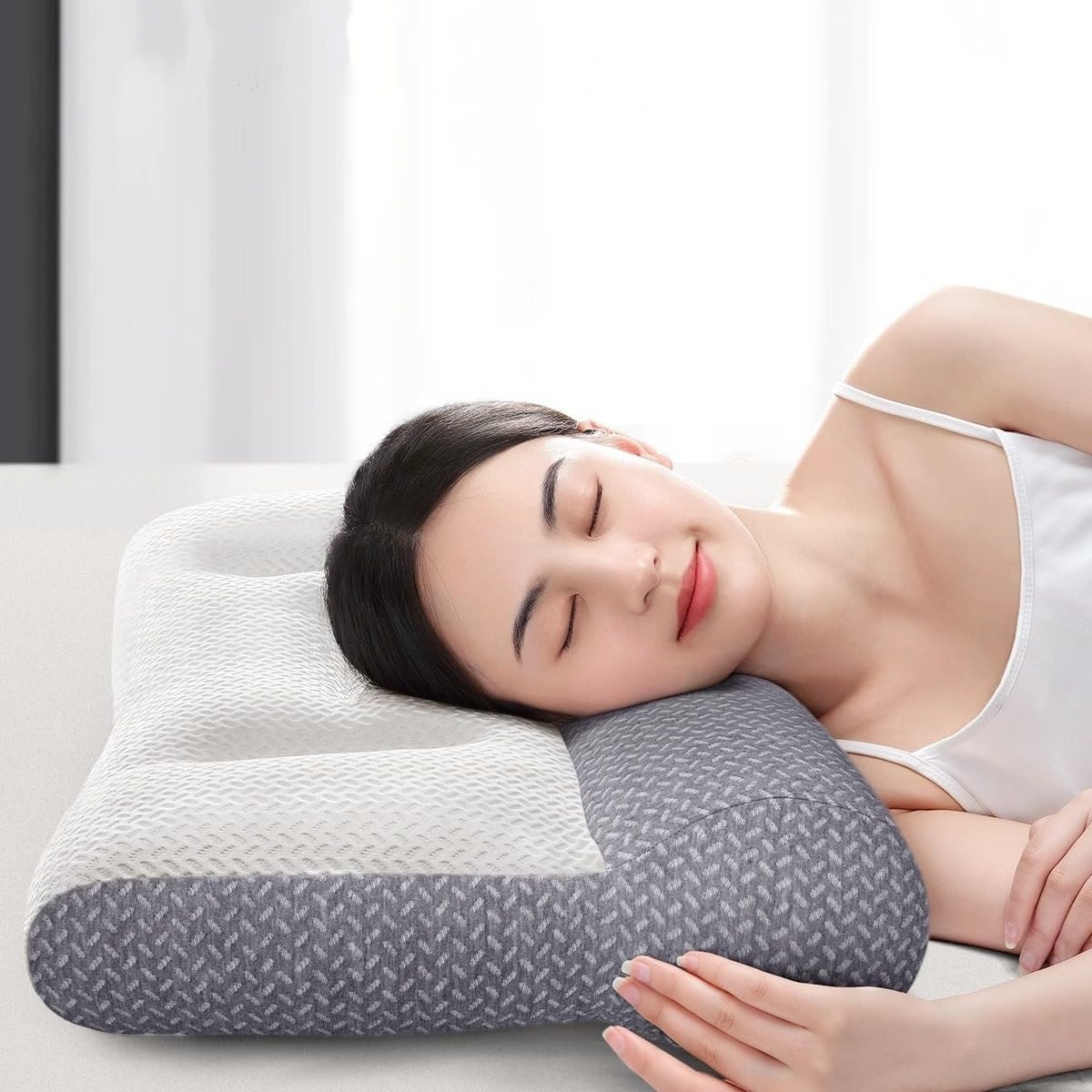 Ergonomic Comfort Pillow Neck/Shoulder Support to Help Sleep Contour Breathable Pillow