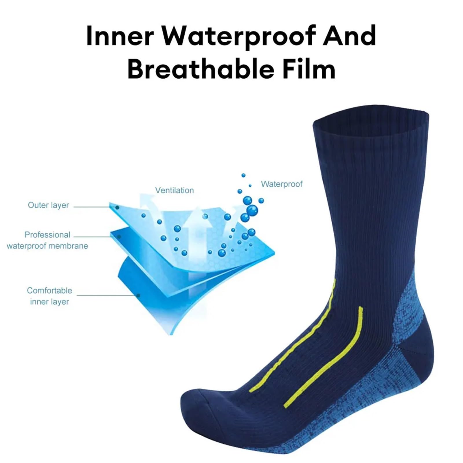 Chaussettes imperméables for Hommes, for randonnée, équitation, Ski, Cyclisme, Camping, pêche, Sport, Neige, Chaussettes Thermiques Chaudes d'hiver, de