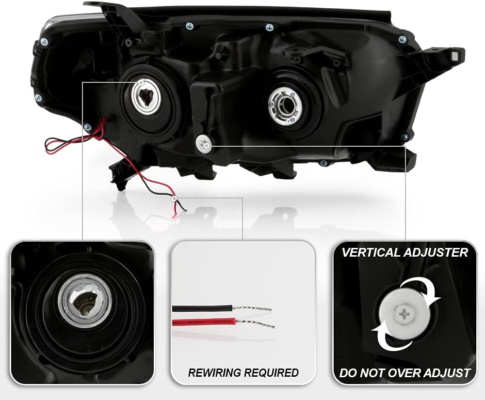 ACANII - For 2010-2013 Totoya 4Runner Chrome Housing LED Tube upgrade Style Headlights Headlamps Replacement Left+Right