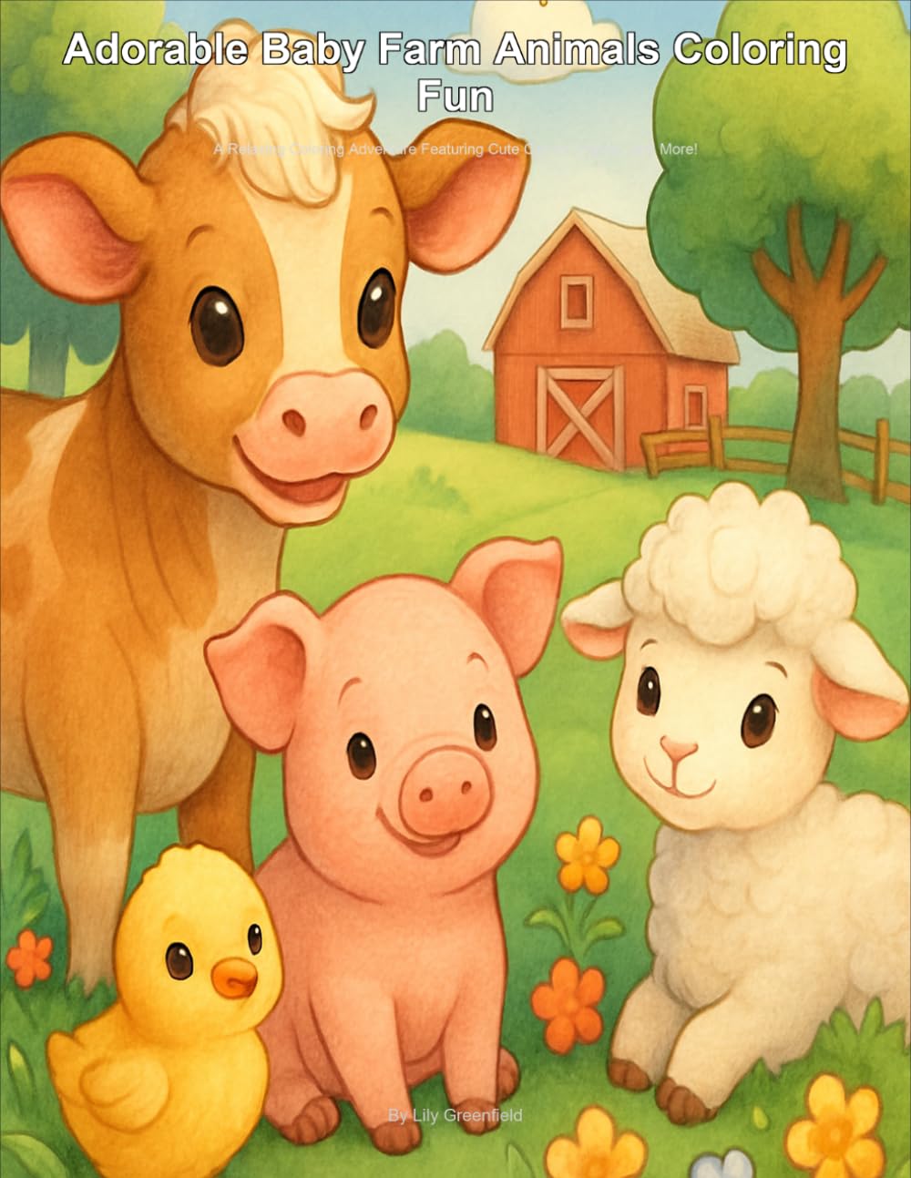 Adorable Baby Farm Animals Coloring Fun: A Relaxing Coloring Adventure Featuring Cute Calves, Piglets, and More!