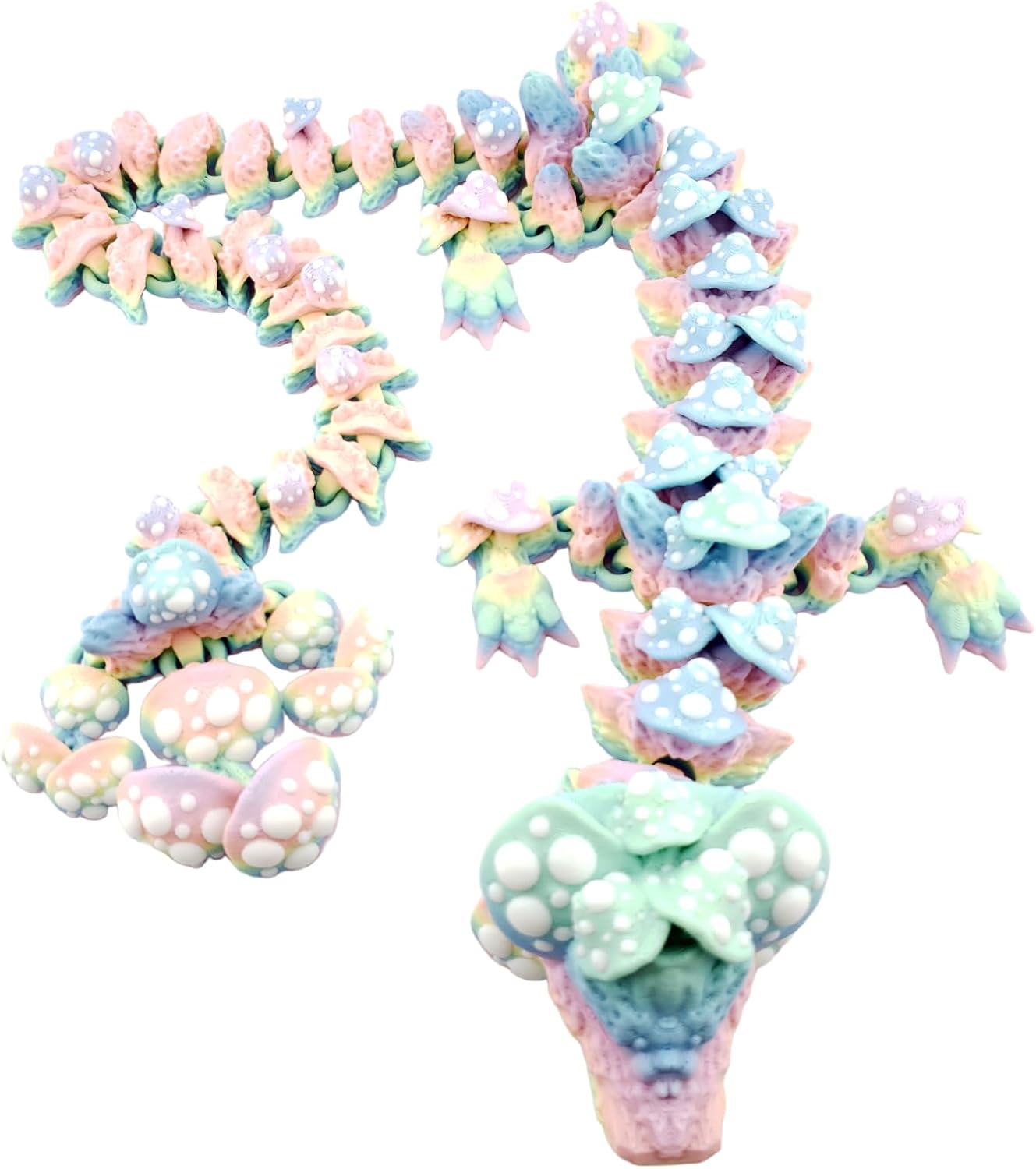 Mushroom Dragon 24", 3D Printed, Articulated Flexible Mystical Creature, ADHD Sensory Fidget Autistic Toy