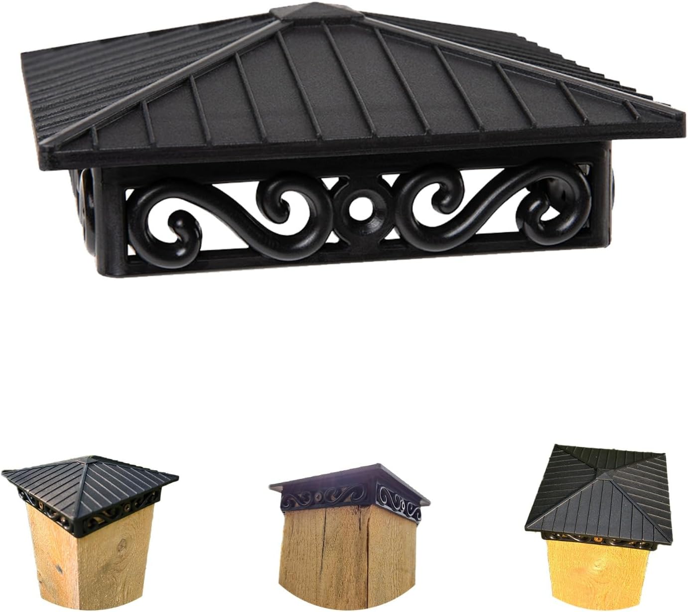 Fence & Deck Rite Unique Design Post caps , fits Standard 4โ x 4โ Posts (Actual 3 ยฝโ xโฏ3 ยฝโ) Perfect Finishing Touch to Your Fences and Decks. 4 pcs