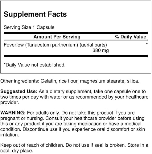 Miniatura 2 de Swanson matricaria 380 miligramos 100 cápsulas