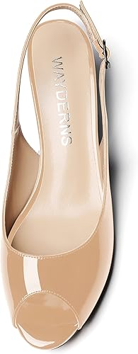 Miniatura 3 de WAYDERNS Zapatos de tacón bajo con hebilla de charol y punta abierta para mujer de 2 pulgadas