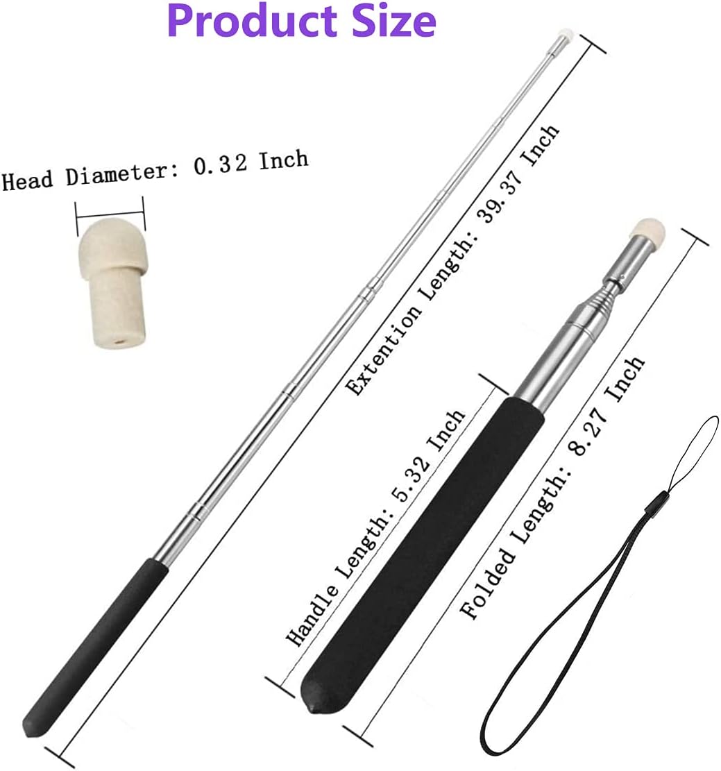 Telescopic Teachers Pointer,Hand Pointer Telescopic Retractable Pointer, Handheld Presenter Classroom Whiteboard Pointer,Teaching Pointer Extended to 39 Inches (1) : Office Products