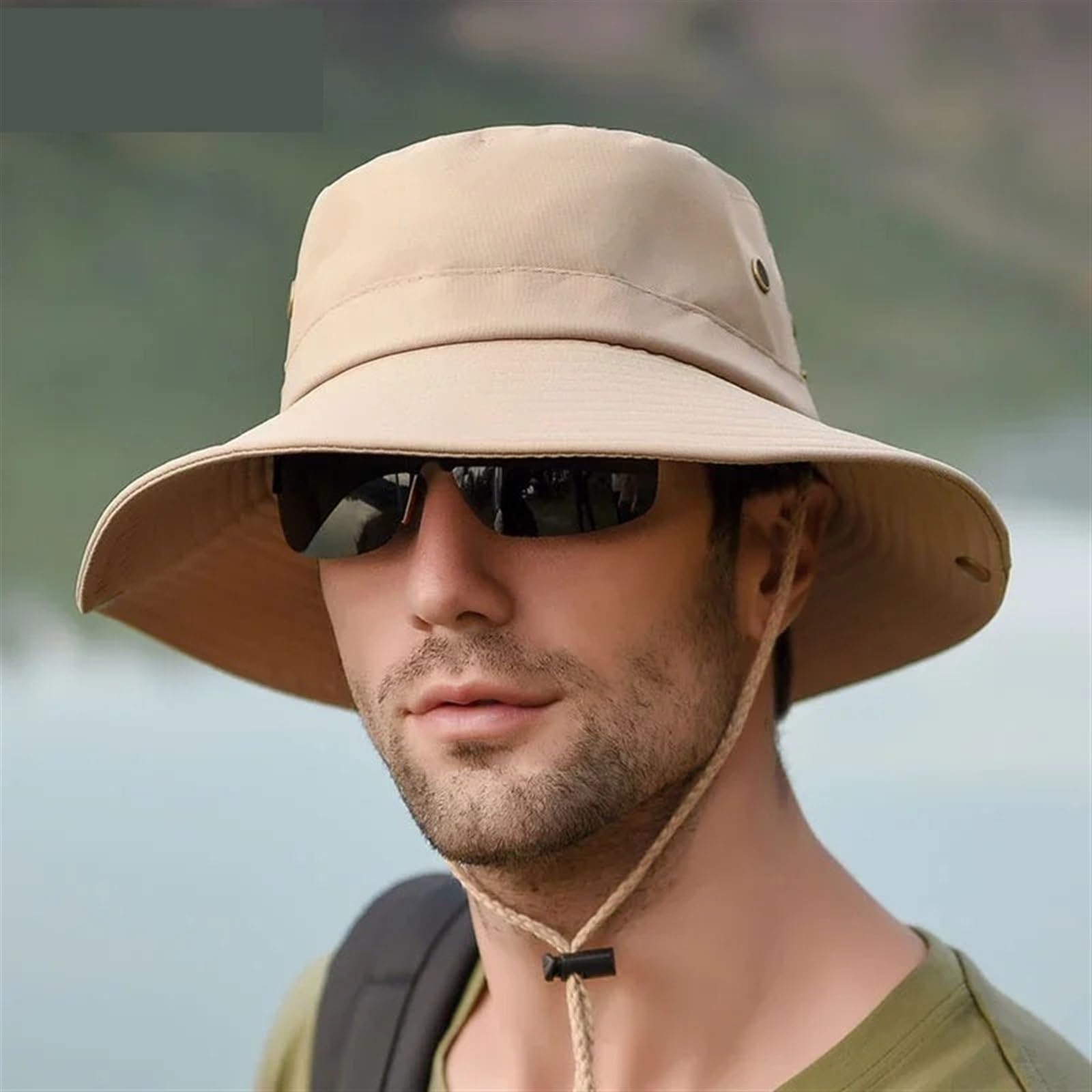 cappello pescatore uomo Cappello da pescatore for uomo Estate Pesca all'aperto Escursionismo Parasole Cappello da sole Cappello da pescatore Cappello da uomo pieghevole con protezione UV(Black)