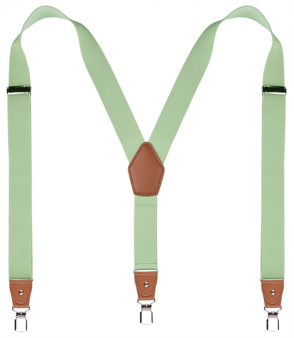 ORSKY Men's Heavy Duty Elastic Suspender 3.5 inches wide with 3 Strong Clips