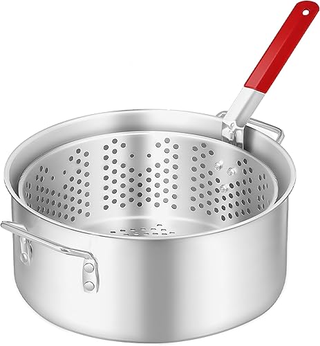 Kit de freidora de pescado para exteriores de 10 cuartos de galón olla de aluminio resistente y canasta de 6.7 cuartos de galón, freidora de propano