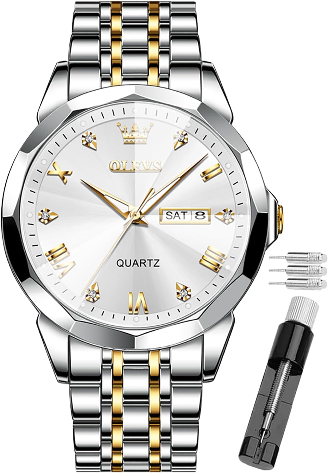 Male Wrist Watches, Analog Quartz Business Stainless Steel Waterproof Luminous Watches Luxury