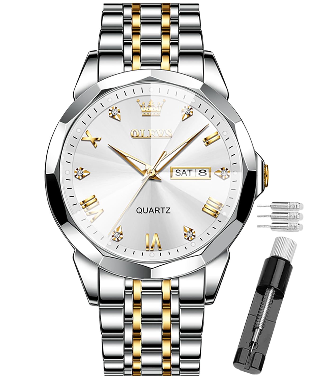 Male Wrist Watches, Analog Quartz Business Stainless Steel Waterproof Luminous Watches Luxury