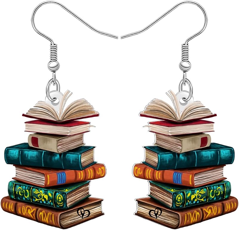 Acrylic Funny Book Earrings Dangle Bookshelves Jewelry Back to School Gifts for Teachers Women