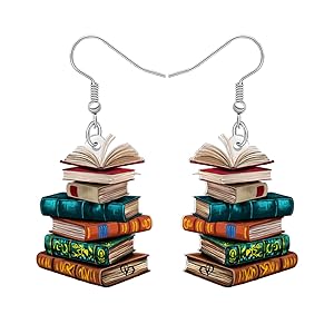 Acrylic Vintage Book Stack Earrings for Women Book Lovers Librarian Retro Funny Teacher Appreciation Gifts Dangle Jewelry for Student Back To School